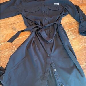 Black Button-Up Shirt Dress